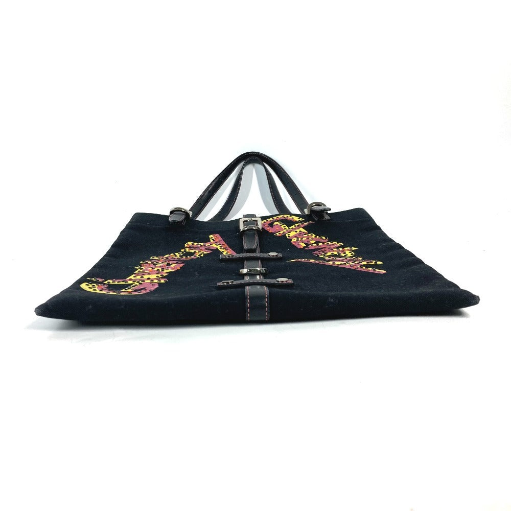 GIVENCHY Shoulder Bag Leather / canvas black Vertical Tote Bag logo rhinestone unisex(Unisex) Used Authentic