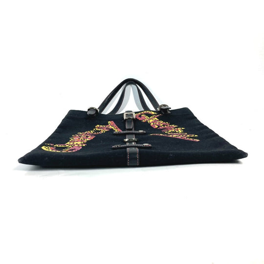 GIVENCHY Shoulder Bag Leather / canvas black Vertical Tote Bag logo rhinestone unisex(Unisex) Used Authentic