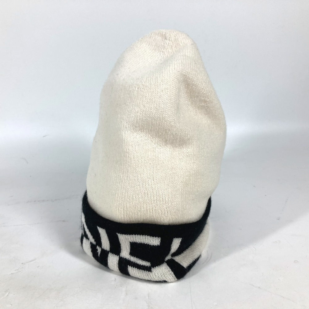 CHANEL Knit hat cashmere white 20K logo bicolor Women Used Authentic