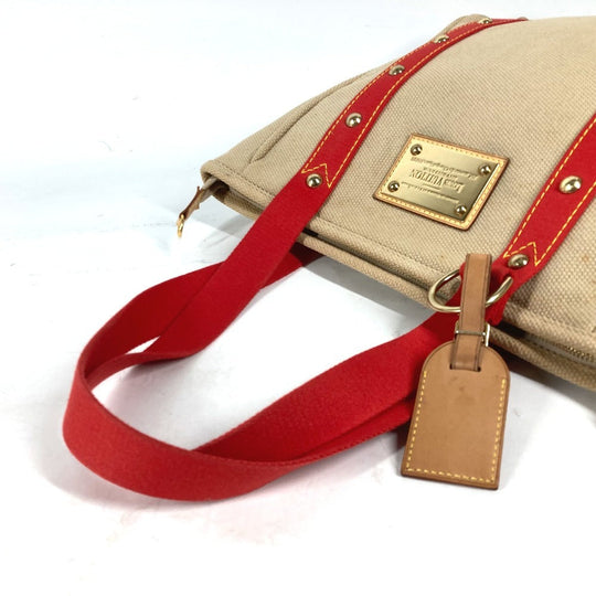 LOUIS VUITTON Shoulder Bag M40035 canvas beige Antigua Hippo MM Women Used Authentic