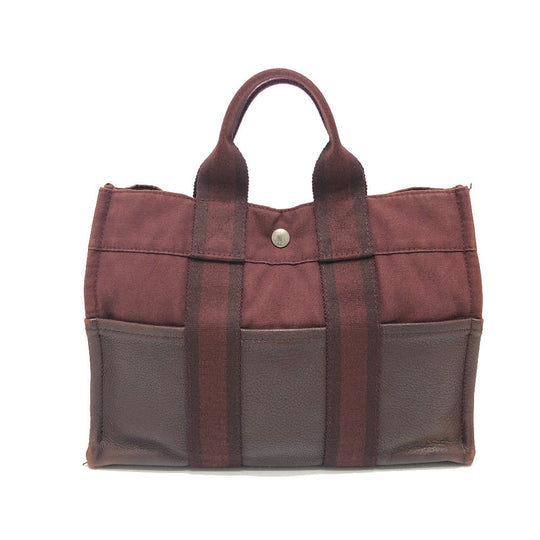 HERMES Handbag Leather / canvas Wine red type Half leather Fool ToePM Women Used Authentic