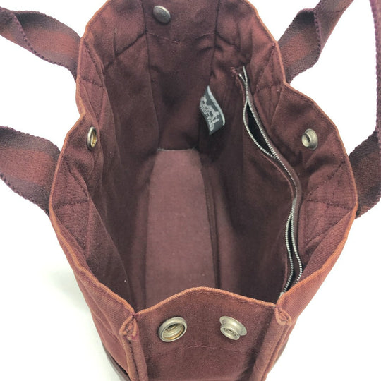 HERMES Handbag Leather / canvas Wine red type Half leather Fool ToePM Women Used Authentic