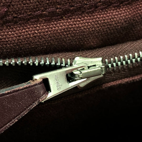 HERMES Handbag Leather / canvas Wine red type Half leather Fool ToePM Women Used Authentic