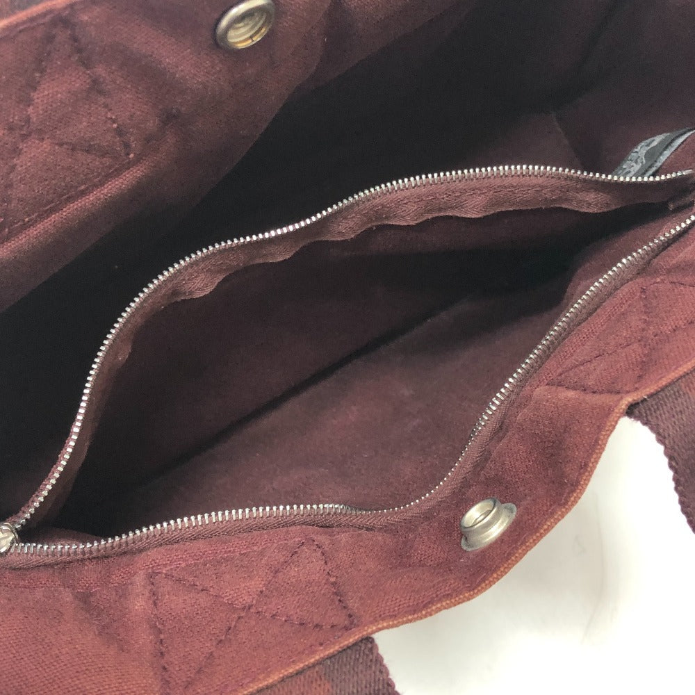 HERMES Handbag Leather / canvas Wine red type Half leather Fool ToePM Women Used Authentic