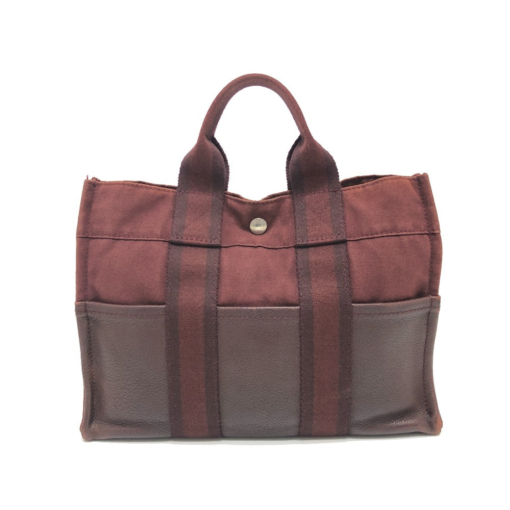 HERMES Handbag Leather / canvas Wine red type Half leather Fool ToePM Women Used Authentic