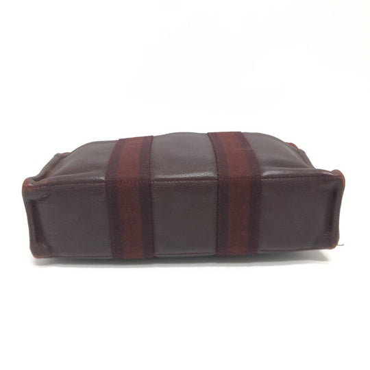 HERMES Handbag Leather / canvas Wine red type Half leather Fool ToePM Women Used Authentic