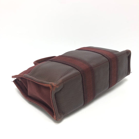 HERMES Handbag Leather / canvas Wine red type Half leather Fool ToePM Women Used Authentic