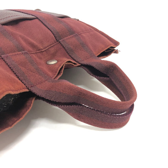 HERMES Handbag Leather / canvas Wine red type Half leather Fool ToePM Women Used Authentic
