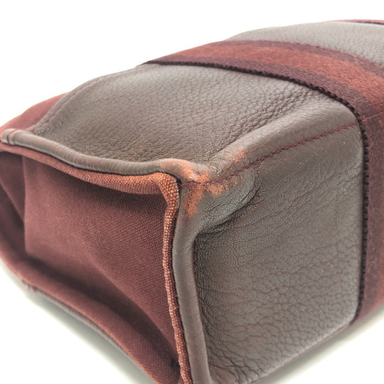 HERMES Handbag Leather / canvas Wine red type Half leather Fool ToePM Women Used Authentic