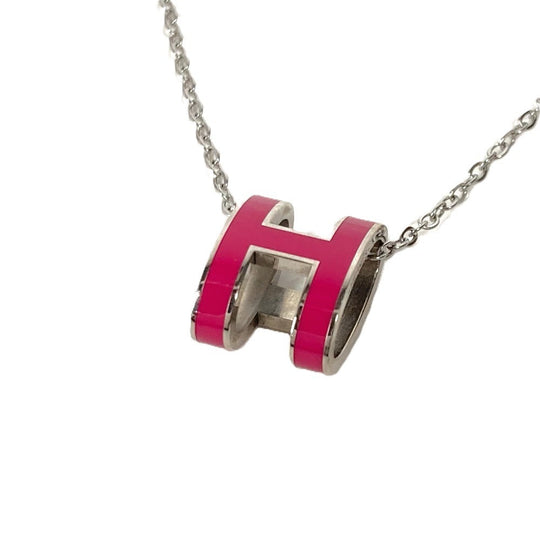HERMES Necklace metal pink H logo pop ash