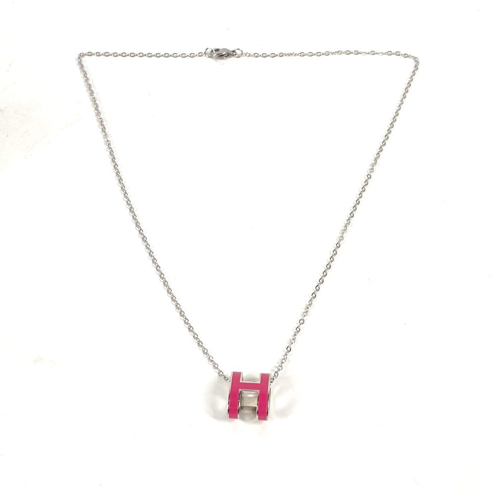 HERMES Necklace metal pink H logo pop ash