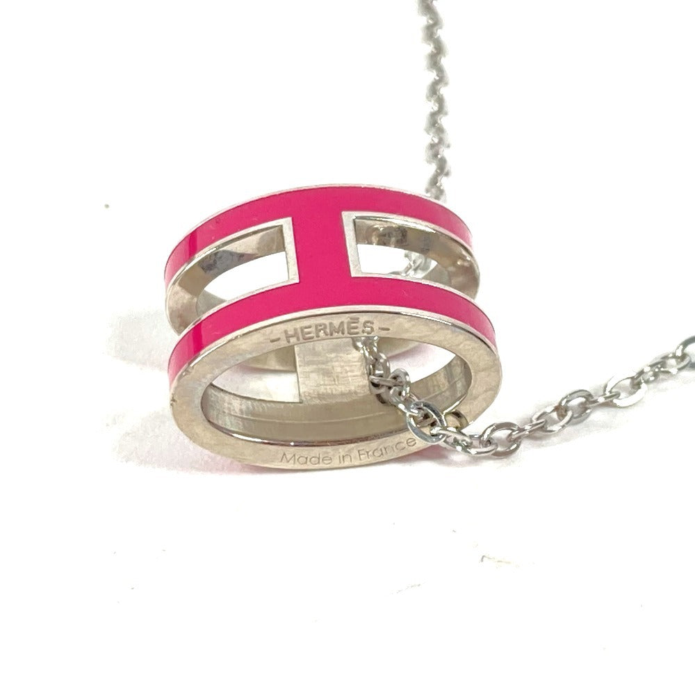 HERMES Necklace metal pink H logo pop ash