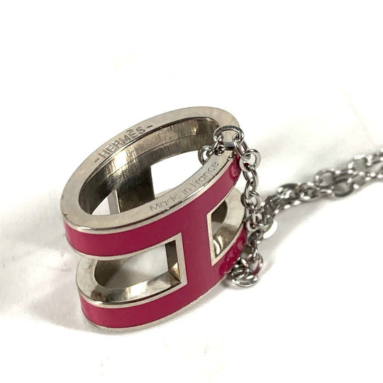 HERMES Necklace metal pink H logo pop ash