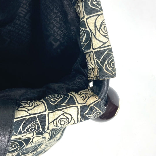 CHANEL Shoulder Bag Leather / canvas black By color Camelia Women Used Authentic