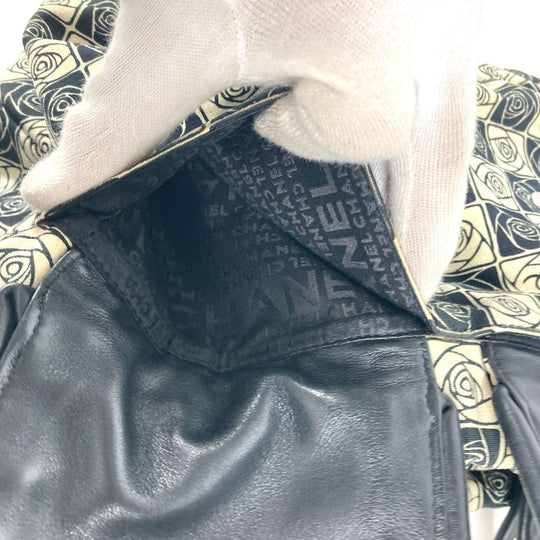 CHANEL Shoulder Bag Leather / canvas black By color Camelia Women Used Authentic