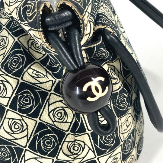 CHANEL Shoulder Bag Leather / canvas black By color Camelia Women Used Authentic