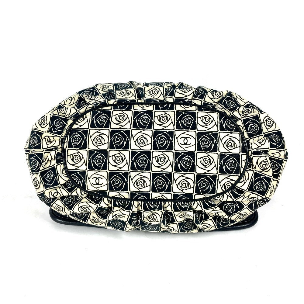 CHANEL Shoulder Bag Leather / canvas black By color Camelia Women Used Authentic