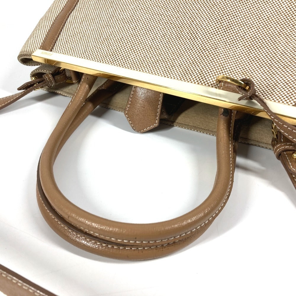FENDI Shoulder Bag 8BH250 Leather / canvas beige 2WAY bag, handbag, shoulder bag To joule