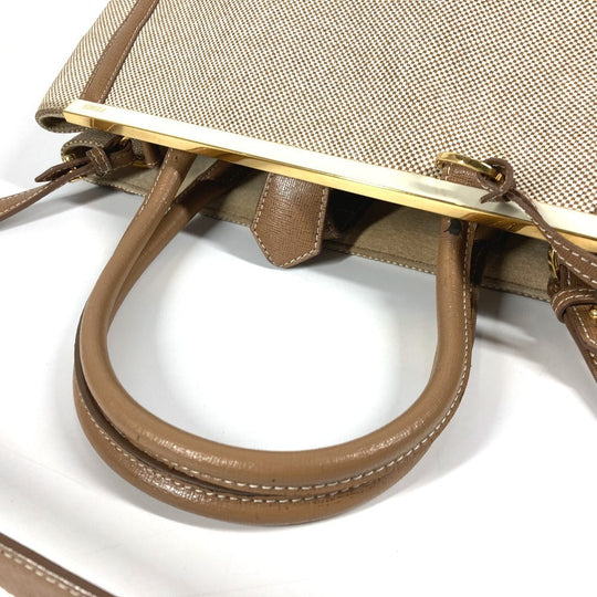 FENDI Shoulder Bag 8BH250 Leather / canvas beige 2WAY bag, handbag, shoulder bag To joule