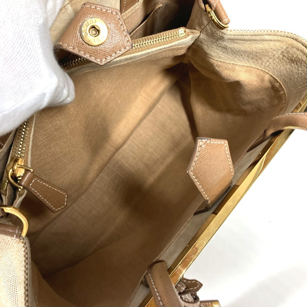 FENDI Shoulder Bag 8BH250 Leather / canvas beige 2WAY bag, handbag, shoulder bag To joule