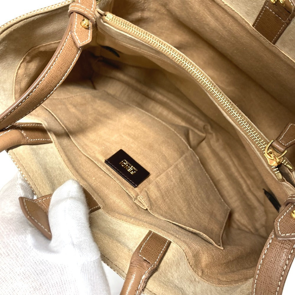 FENDI Shoulder Bag 8BH250 Leather / canvas beige 2WAY bag, handbag, shoulder bag To joule