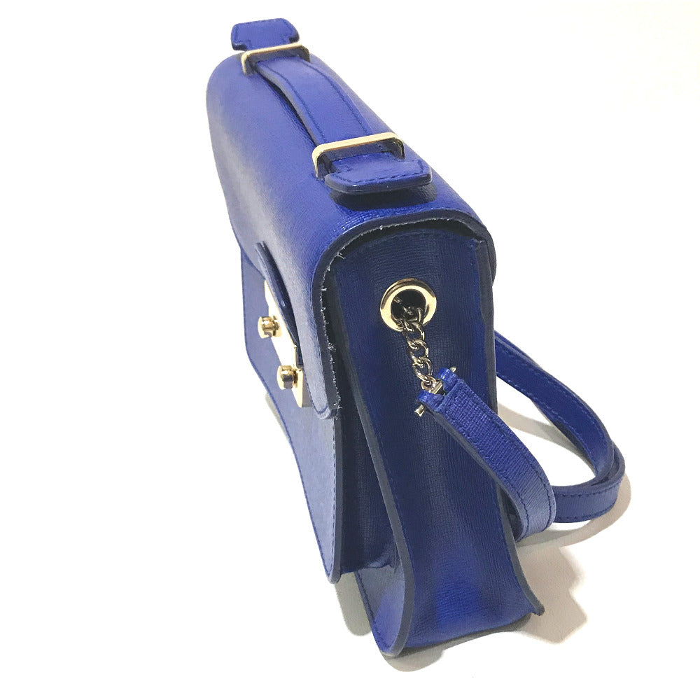 Furla Shoulder Bag leather blue Julia Women Used Authentic