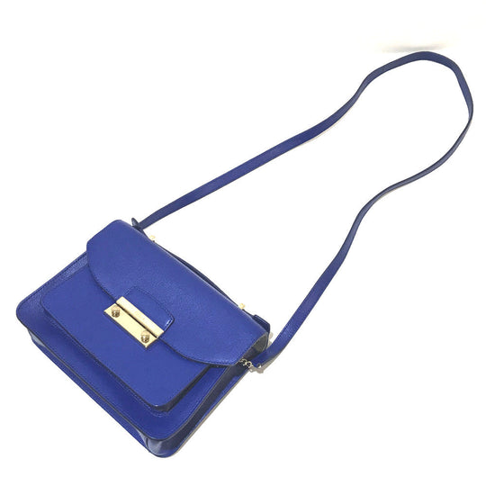 Furla Shoulder Bag leather blue Julia Women Used Authentic