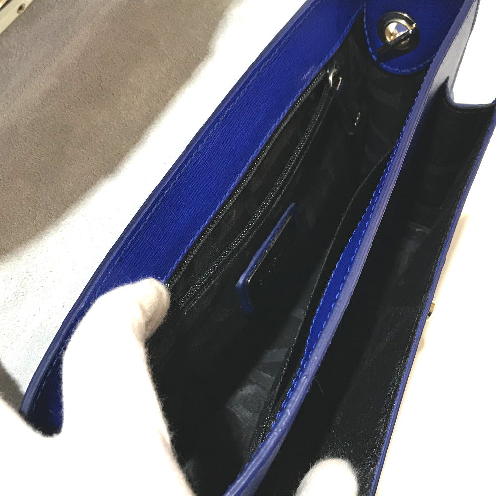 Furla Shoulder Bag leather blue Julia Women Used Authentic
