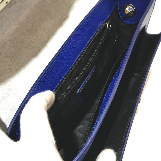 Furla Shoulder Bag leather blue Julia Women Used Authentic