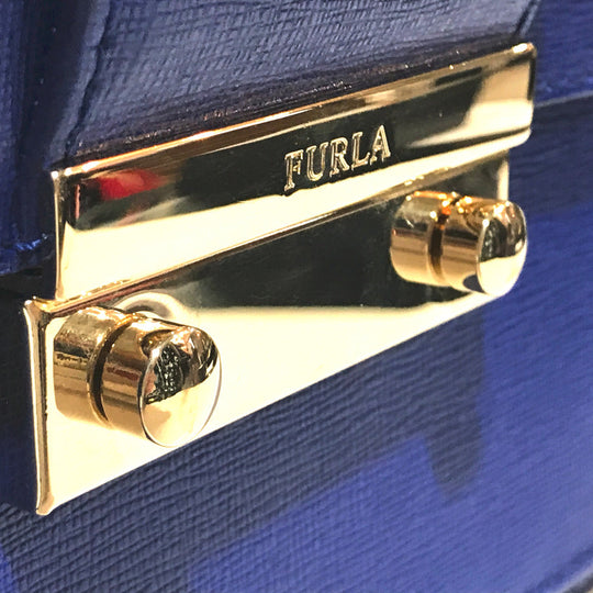 Furla Shoulder Bag leather blue Julia Women Used Authentic