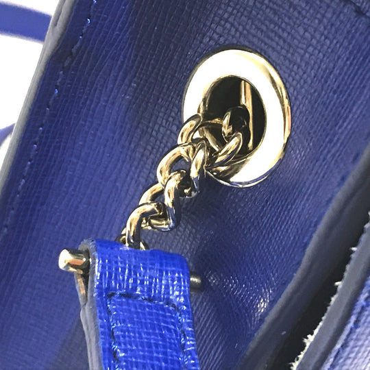 Furla Shoulder Bag leather blue Julia Women Used Authentic