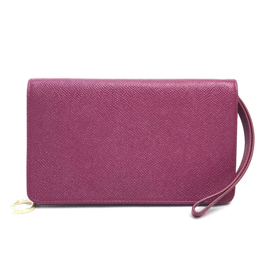 BVLGARI Folded wallet Calf leather Fuchsia pink x red Bulgari Bulgari Women Used Authentic