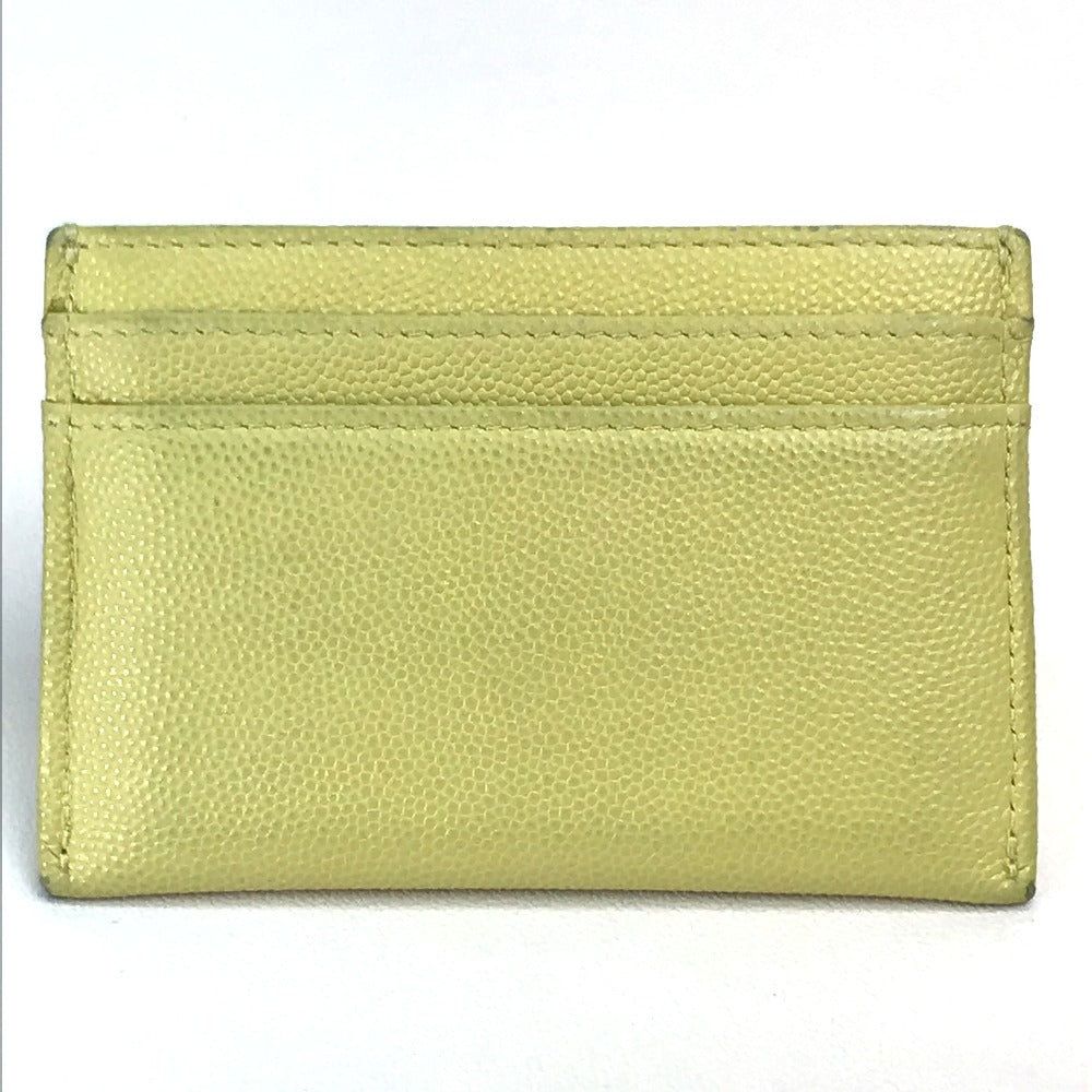 CHANEL Card Case Caviar skin Light yellow CC COCO Mark stitch