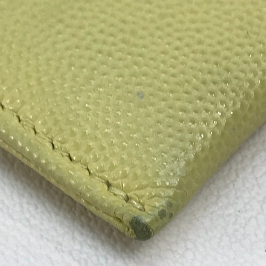CHANEL Card Case Caviar skin Light yellow CC COCO Mark stitch