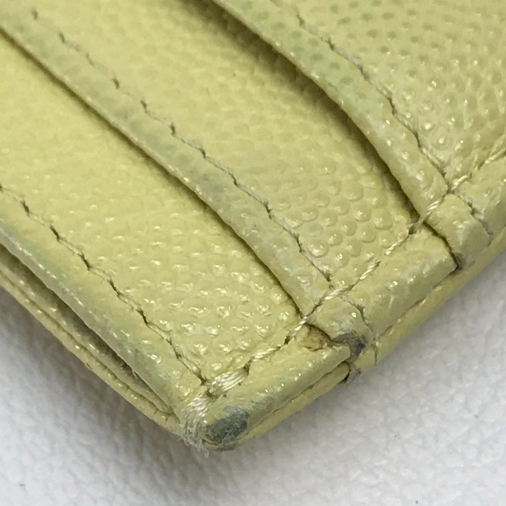 CHANEL Card Case Caviar skin Light yellow CC COCO Mark stitch