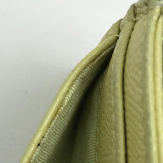 CHANEL Card Case Caviar skin Light yellow CC COCO Mark stitch