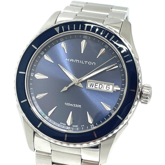 HAMILTON Watches Quartz H375510 Stainless Steel Silver Jazz master blue dial mens Used Authentic