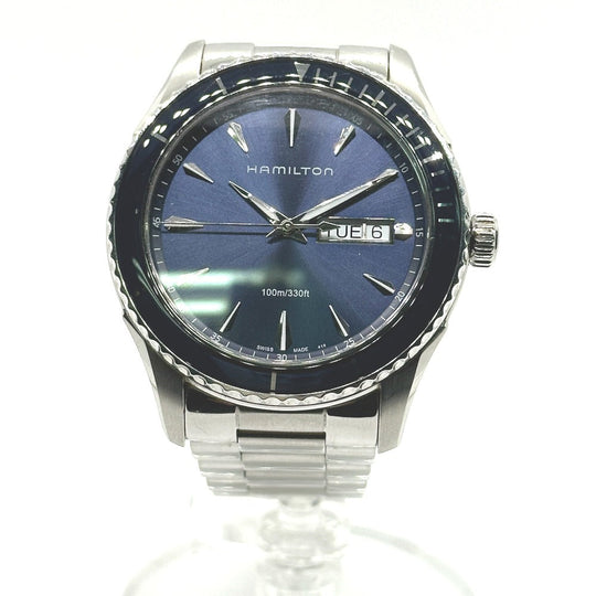 HAMILTON Watches Quartz H375510 Stainless Steel Silver Jazz master blue dial mens Used Authentic