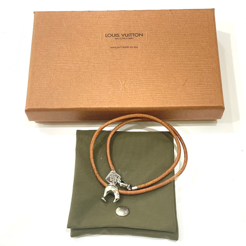 LOUIS VUITTON choker M80647 Leather, SV925 Silver Kiwi Kiwi LV cup 2003 Women Used Authentic