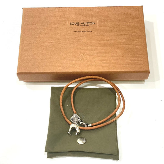 LOUIS VUITTON choker M80647 Leather, SV925 Silver Kiwi Kiwi LV cup 2003 Women Used Authentic