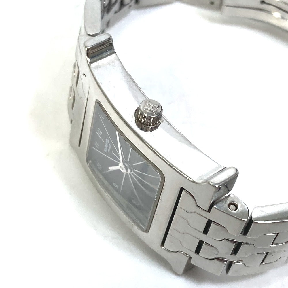 HERMES Watches Quartz HH1.210 Stainless Steel Silver H watch black dial Women Used Authentic