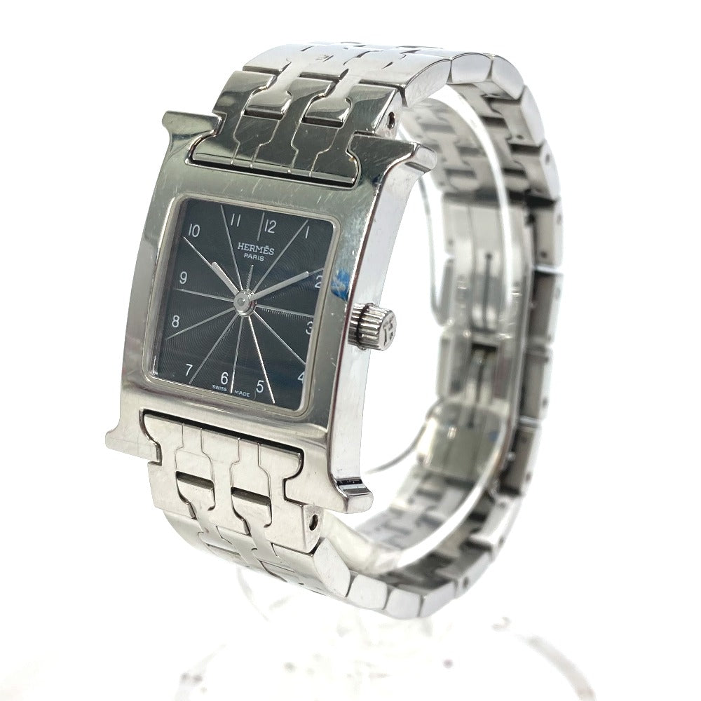 HERMES Watches Quartz HH1.210 Stainless Steel Silver H watch black dial Women Used Authentic