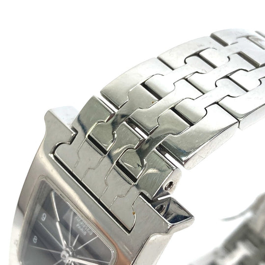 HERMES Watches Quartz HH1.210 Stainless Steel Silver H watch black dial Women Used Authentic