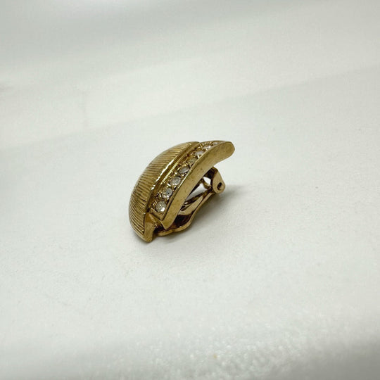 Dior Earring Gold Plated gold Rhinestone Women Used Authentic