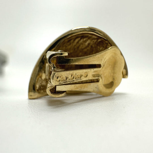 Dior Earring Gold Plated gold Rhinestone Women Used Authentic
