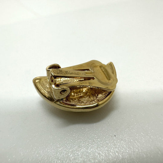 Dior Earring Gold Plated gold Rhinestone Women Used Authentic