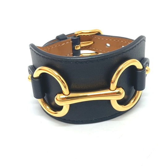 HERMES bracelet Vaux Swift black Horsebit Women T2 Used Authentic