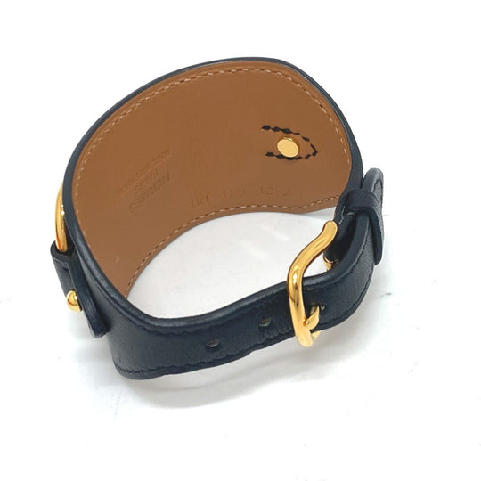 HERMES bracelet Vaux Swift black Horsebit Women T2 Used Authentic
