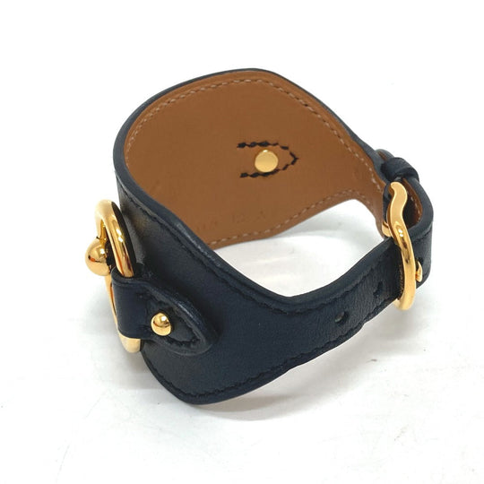 HERMES bracelet Vaux Swift black Horsebit Women T2 Used Authentic