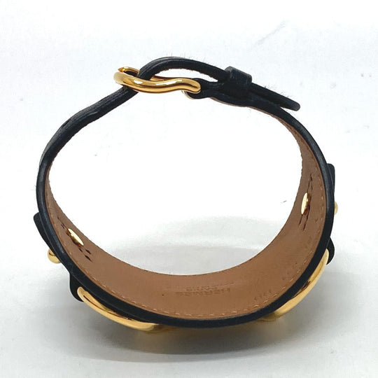 HERMES bracelet Vaux Swift black Horsebit Women T2 Used Authentic